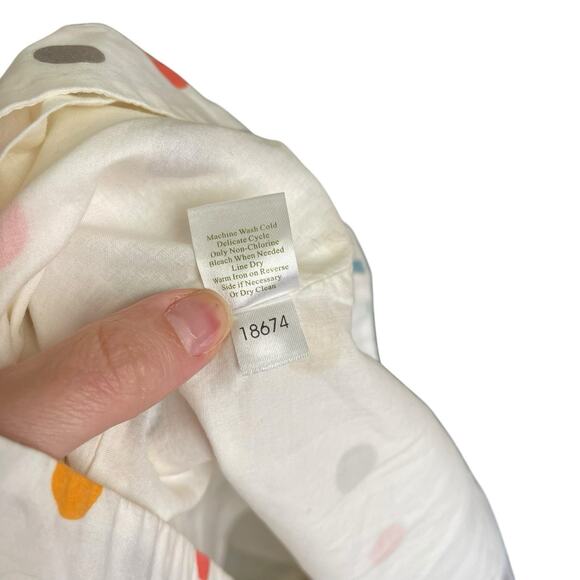 Garnet Hill Womens 14 A-line Dress Polka Dot White Print Vneck Cotton Flowy - Picture 5 of 12